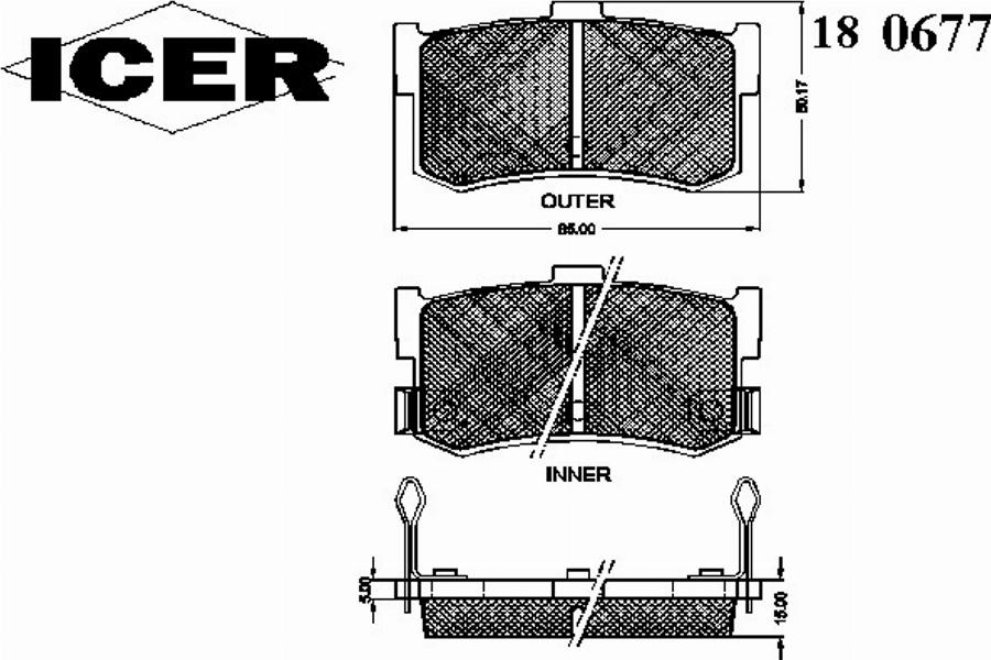 Icer 180677 - Kit de plaquettes de frein, frein à disque cwaw.fr