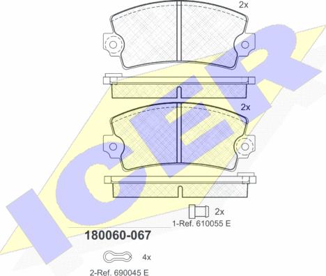 Icer 180060-067 - Kit de plaquettes de frein, frein à disque cwaw.fr