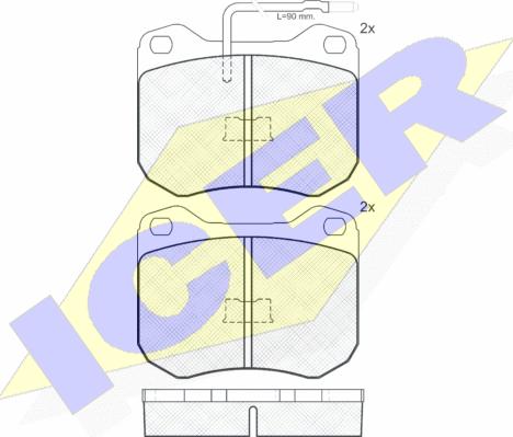 Icer 180198 - Kit de plaquettes de frein, frein à disque cwaw.fr