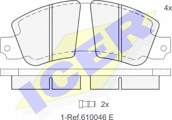 Icer 180188 - Kit de plaquettes de frein, frein à disque cwaw.fr