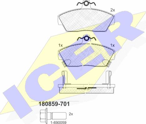 Icer 180859-701 - Kit de plaquettes de frein, frein à disque cwaw.fr