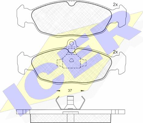 Icer 180858 - Kit de plaquettes de frein, frein à disque cwaw.fr