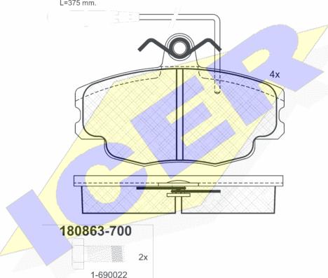 Icer 180863-700 - Kit de plaquettes de frein, frein à disque cwaw.fr