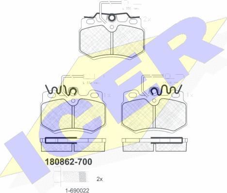 Icer 180862-700 - Kit de plaquettes de frein, frein à disque cwaw.fr