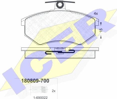 Icer 180809-700 - Kit de plaquettes de frein, frein à disque cwaw.fr