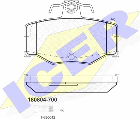 Icer 180804-700 - Kit de plaquettes de frein, frein à disque cwaw.fr