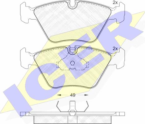 Icer 180883 - Kit de plaquettes de frein, frein à disque cwaw.fr