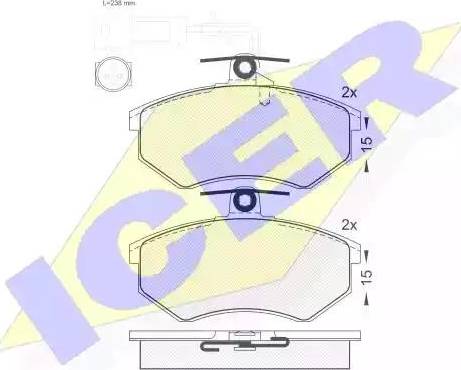 Icer 180836 - Kit de plaquettes de frein, frein à disque cwaw.fr