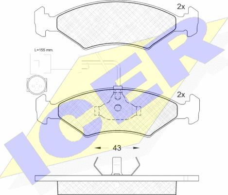 Icer 180355 - Kit de plaquettes de frein, frein à disque cwaw.fr