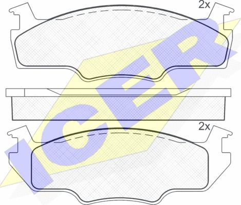 Icer 180334 - Kit de plaquettes de frein, frein à disque cwaw.fr