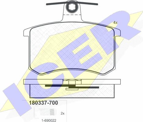 Icer 180337-700 - Kit de plaquettes de frein, frein à disque cwaw.fr