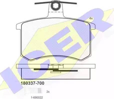 Icer 180337 - Kit de plaquettes de frein, frein à disque cwaw.fr