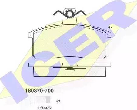 Icer 180370 - Kit de plaquettes de frein, frein à disque cwaw.fr