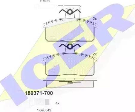 Icer 180371 - Kit de plaquettes de frein, frein à disque cwaw.fr