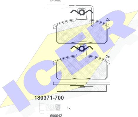 Icer 180371-700 - Kit de plaquettes de frein, frein à disque cwaw.fr