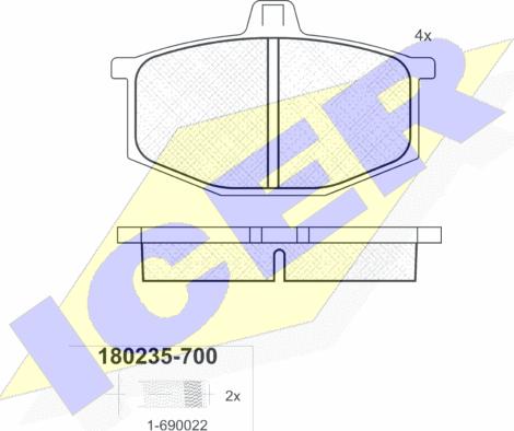 Icer 180235-700 - Kit de plaquettes de frein, frein à disque cwaw.fr