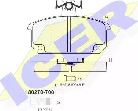 Icer 180270 - Kit de plaquettes de frein, frein à disque cwaw.fr