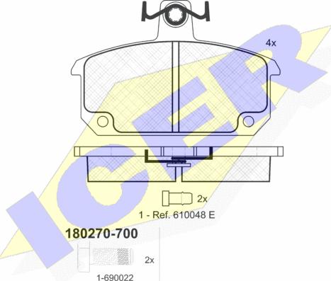 Icer 180270-700 - Kit de plaquettes de frein, frein à disque cwaw.fr