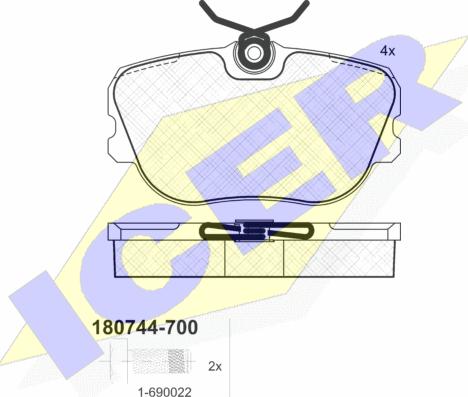 Icer 180744-700 - Kit de plaquettes de frein, frein à disque cwaw.fr