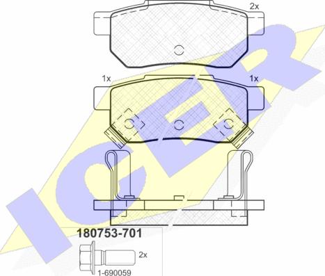 Icer 180753-701 - Kit de plaquettes de frein, frein à disque cwaw.fr