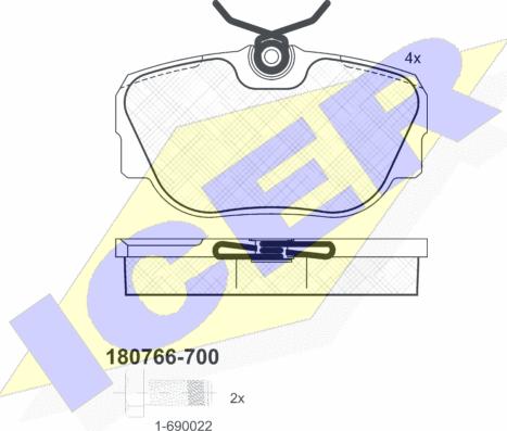 Icer 180766-700 - Kit de plaquettes de frein, frein à disque cwaw.fr