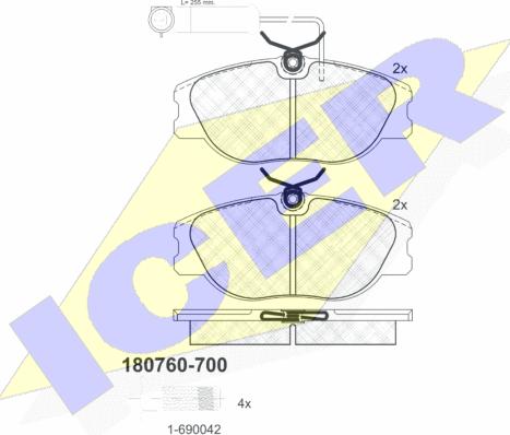 Icer 180760-700 - Kit de plaquettes de frein, frein à disque cwaw.fr