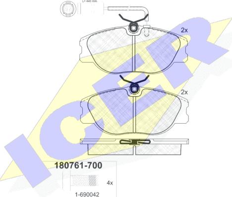 Icer 180761-700 - Kit de plaquettes de frein, frein à disque cwaw.fr