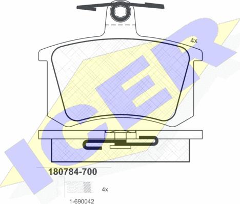 Icer 180784-700 - Kit de plaquettes de frein, frein à disque cwaw.fr