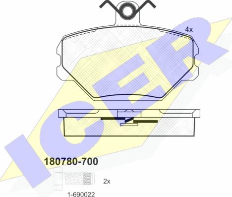 Icer 180780-700 - Kit de plaquettes de frein, frein à disque cwaw.fr