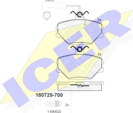 Icer 180729-700 - Kit de plaquettes de frein, frein à disque cwaw.fr