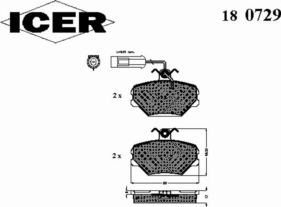 Icer 180729 - Kit de plaquettes de frein, frein à disque cwaw.fr