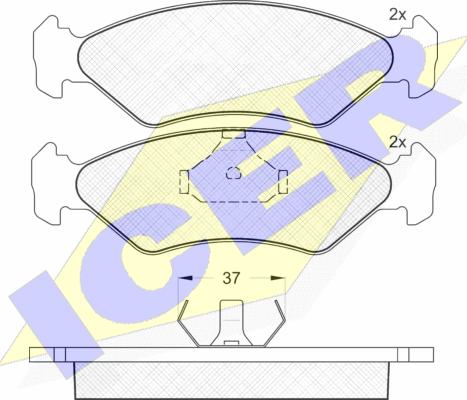 Icer 180776 - Kit de plaquettes de frein, frein à disque cwaw.fr