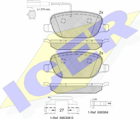 Icer 181996-203 - Kit de plaquettes de frein, frein à disque cwaw.fr