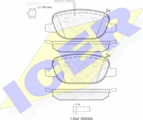 Icer 181996 - Kit de plaquettes de frein, frein à disque cwaw.fr