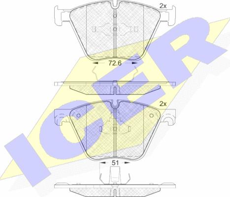 Icer 181992 - Kit de plaquettes de frein, frein à disque cwaw.fr