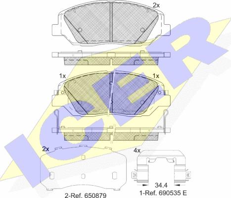 Icer 181997-233 - Kit de plaquettes de frein, frein à disque cwaw.fr