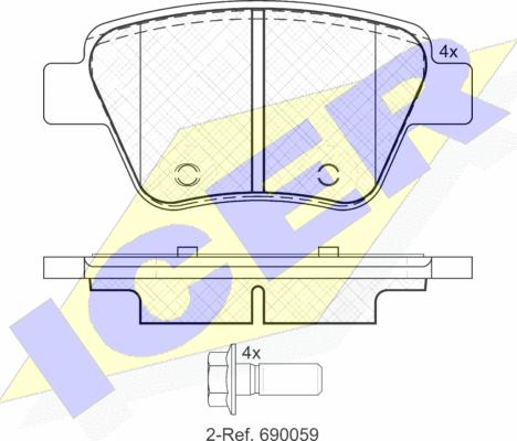 Icer 181967 - Kit de plaquettes de frein, frein à disque cwaw.fr