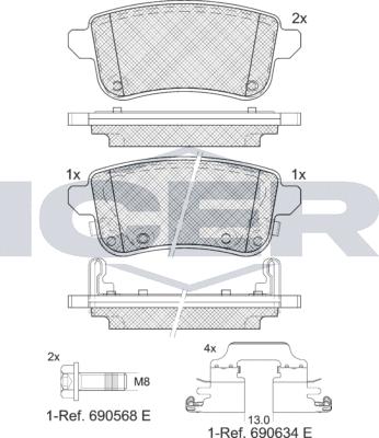 Icer 181904-208 - Kit de plaquettes de frein, frein à disque cwaw.fr