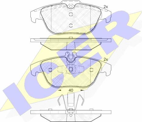 Icer 181900 - Kit de plaquettes de frein, frein à disque cwaw.fr