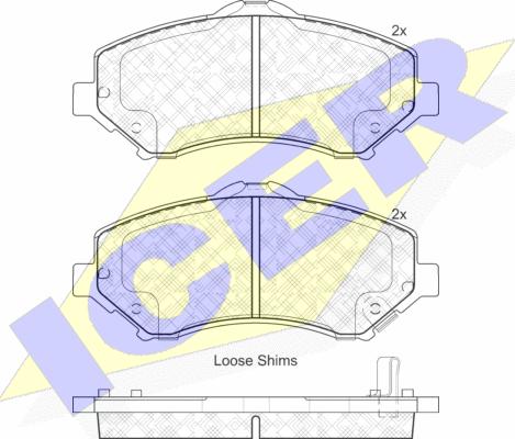 Icer 181908 - Kit de plaquettes de frein, frein à disque cwaw.fr