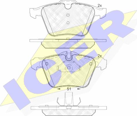 Icer 182149 - Kit de plaquettes de frein, frein à disque cwaw.fr