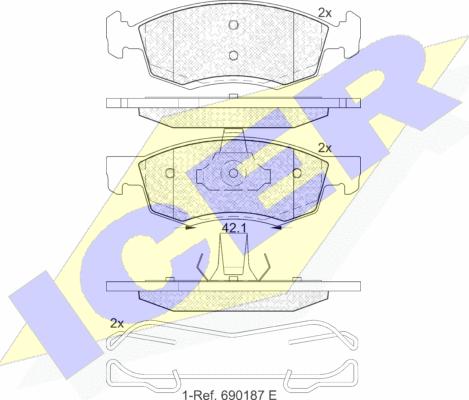 Icer 181924 - Kit de plaquettes de frein, frein à disque cwaw.fr