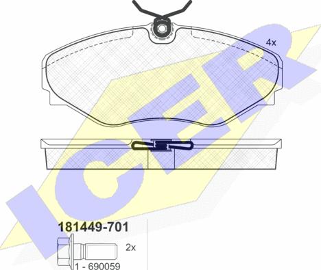 Icer 181449-701 - Kit de plaquettes de frein, frein à disque cwaw.fr