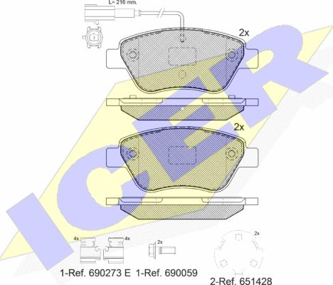 Icer 181444-208 - Kit de plaquettes de frein, frein à disque cwaw.fr