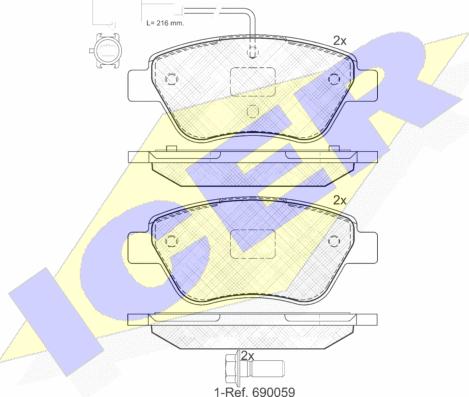 Icer 181444-203 - Kit de plaquettes de frein, frein à disque cwaw.fr