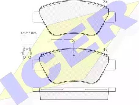 Icer 181444 - Kit de plaquettes de frein, frein à disque cwaw.fr