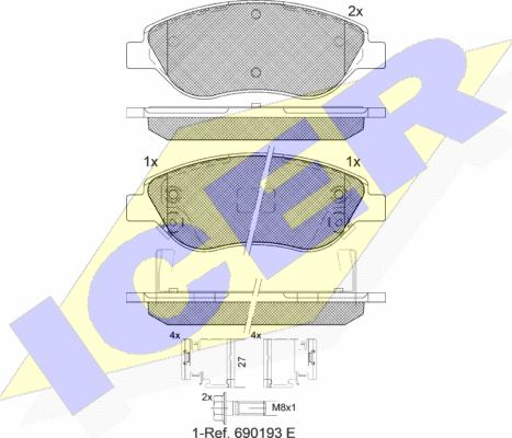 Icer 181445-208 - Kit de plaquettes de frein, frein à disque cwaw.fr