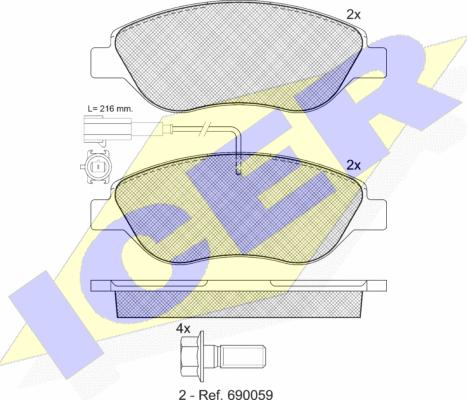 Icer 181445-203 - Kit de plaquettes de frein, frein à disque cwaw.fr