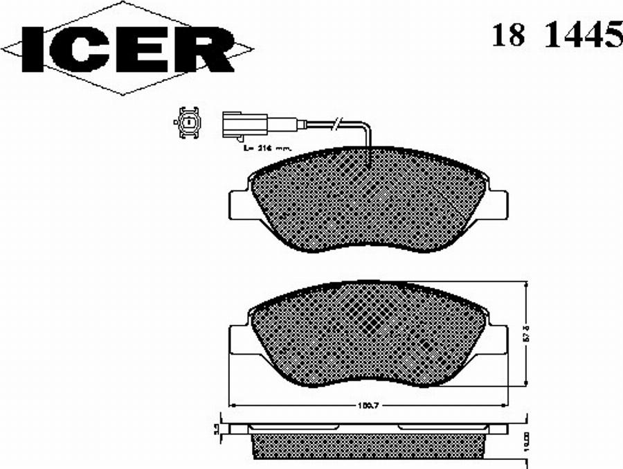 Icer 181445 - Kit de plaquettes de frein, frein à disque cwaw.fr