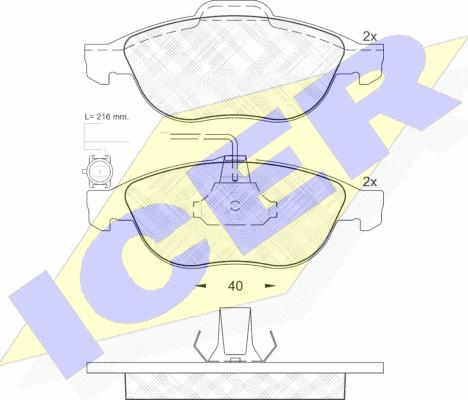 Icer 181446 - Kit de plaquettes de frein, frein à disque cwaw.fr